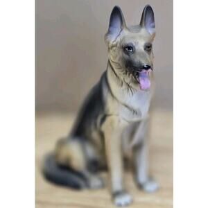 Vtg 1978 Sitting German Shepard Dog Porcelain Statue Aldon 7.5” Japan